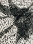 Sparkling Glitter Beads Sequin Fabric, Wave Design, Fabric Embroidered on a Mesh Lace Wedding Bridal Dress.