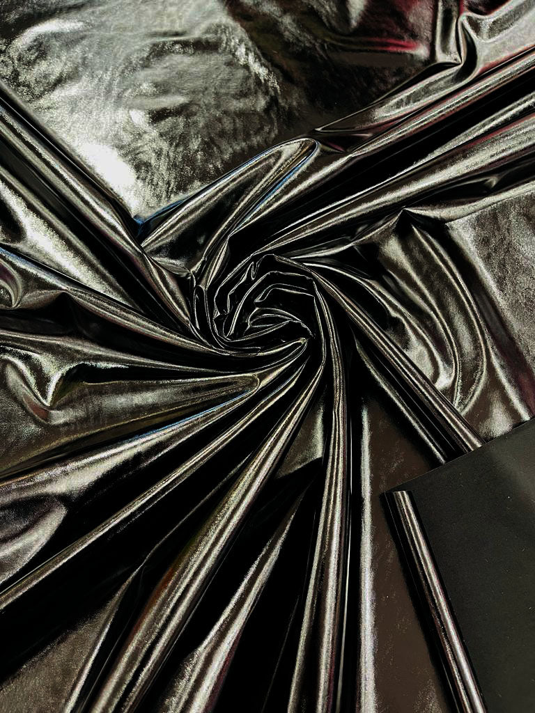 Black - Spandex Shiny Vinyl Fabric (Latex Stretch) - Sold By The Yard