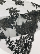 Eva Luxury Beaded Floral Lace, by The Yard.