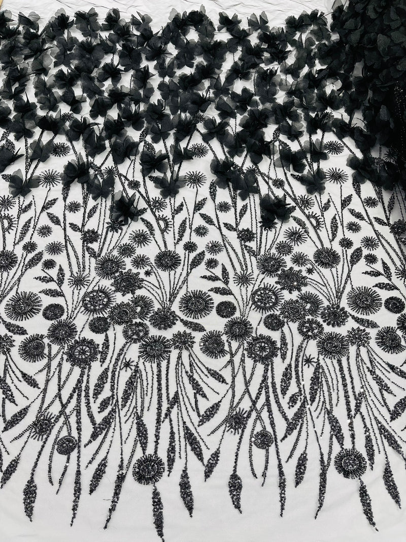 Luxury 3D Floral/Butterfly Beaded lace, by The Yard.