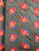 Multi Floral Color Jacquard Satin, Sold by The Yard.