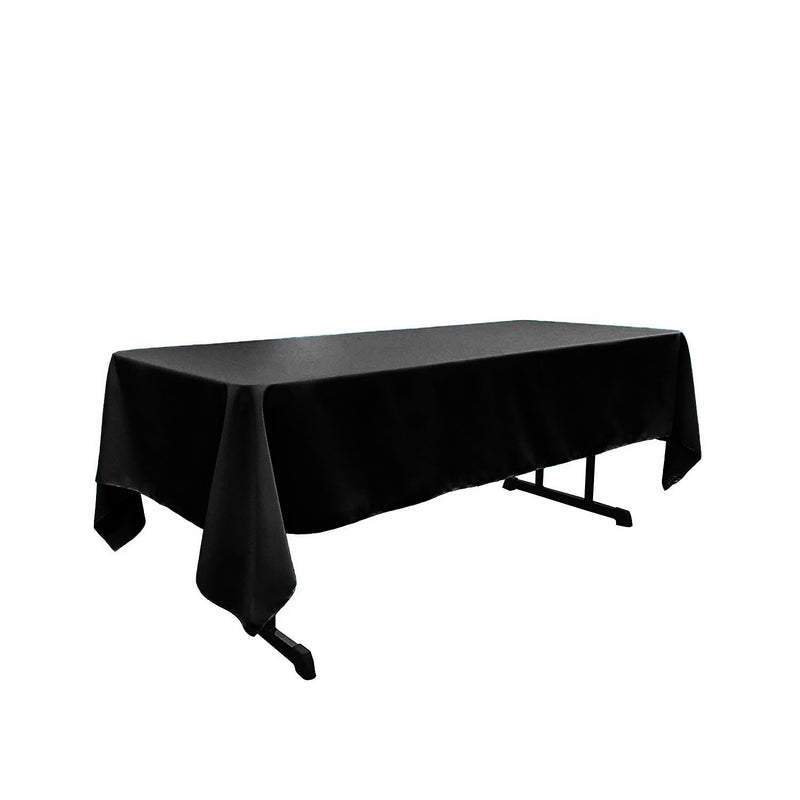 Black Rectangular Polyester Poplin Tablecloth