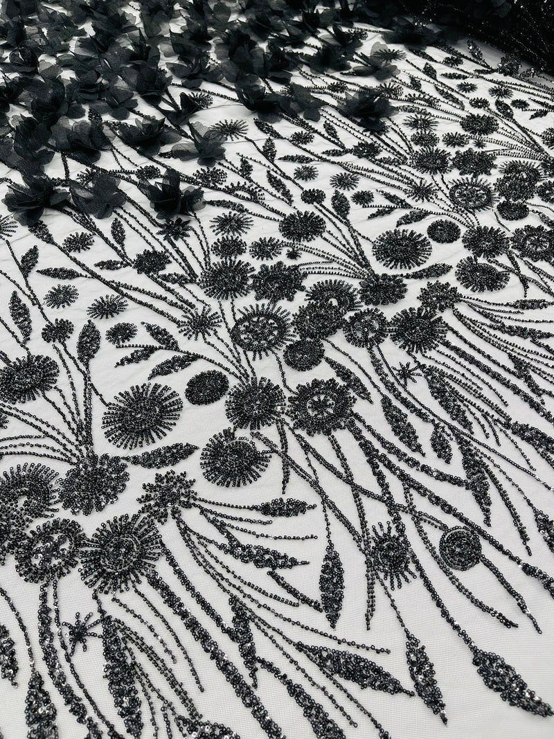 Luxury 3D Floral/Butterfly Beaded lace, by The Yard.