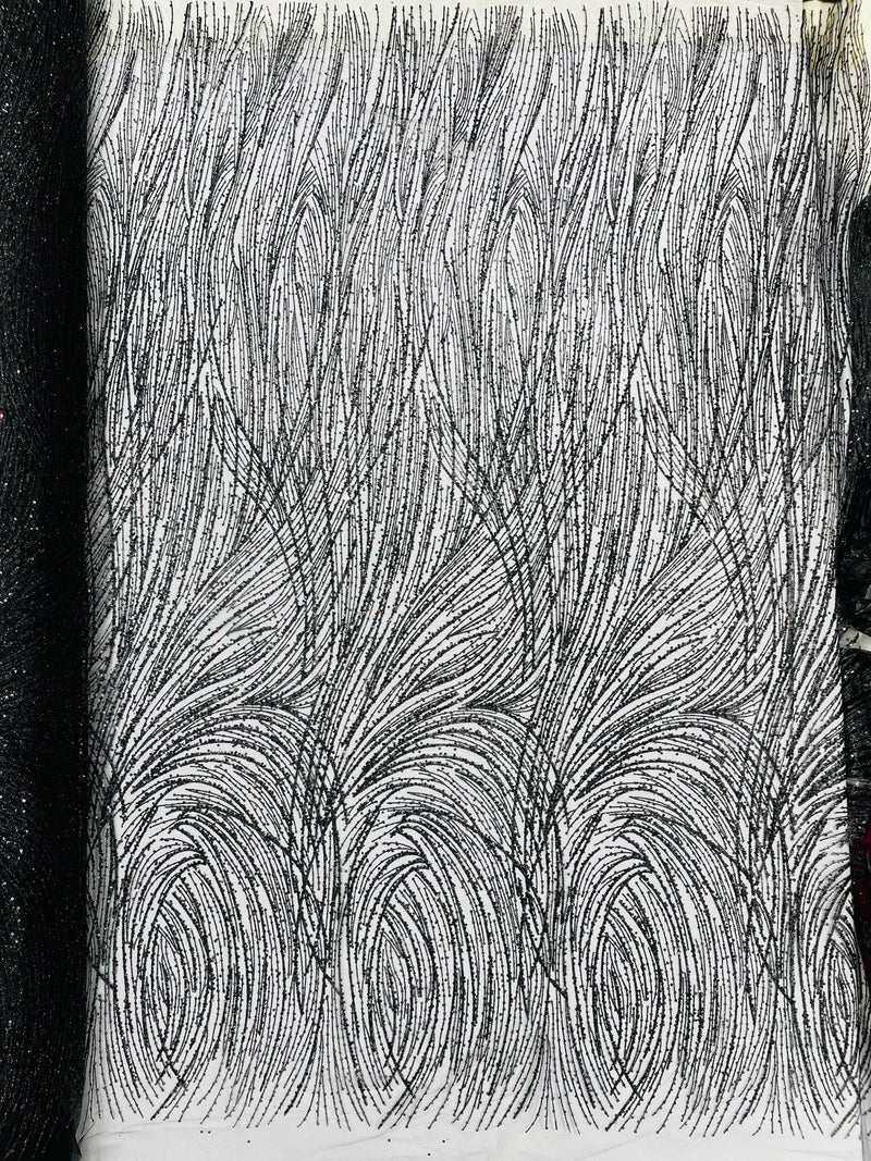 Fashion Glitter Design On A Mesh Lace Fabric/Prom.