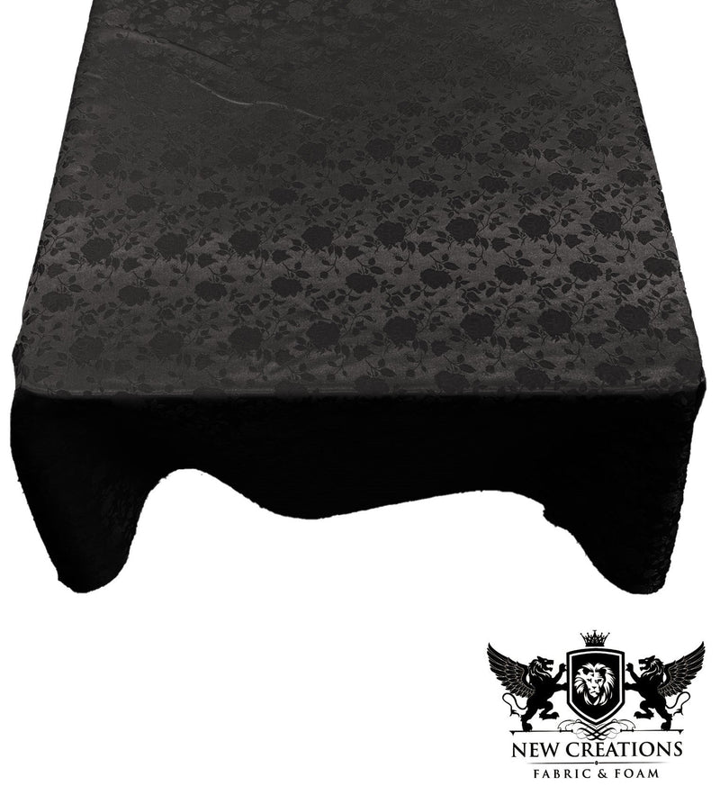 Square Tablecloth Roses Jacquard Satin Overlay for Small Coffee Table Seamless. (51" Inches x 51" Inches)