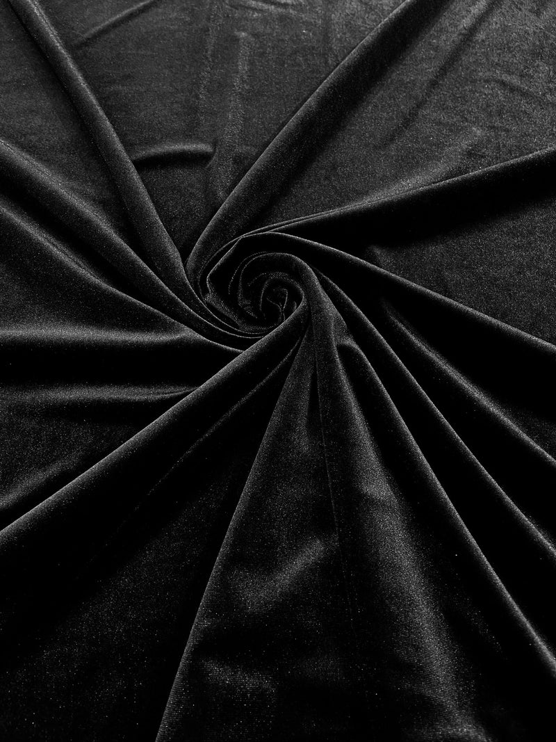 Black Solid Stretch Velvet Fabric  58/59" Wide 90% Polyester/10% Spandex By The Yard.
