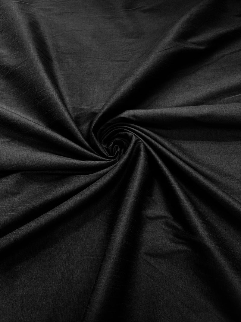 Black - Polyester Dupioni Faux Silk Fabric/ 55” Wide/Wedding Fabric/Home Decor.