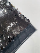 JUMBO OVAL SEQUINS ON MESH FABRIC (By The Yard)