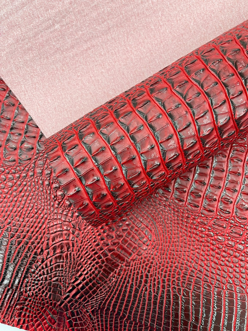 Florida Gator 3D Embossed Vinyl Fabric  / 2 Tone Crocodile Vinyl Leather 54" Wide