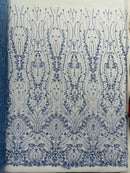 Modern Luxury Beaded Fabric Embroidered on a Mesh Lace, Sold by The Yard.