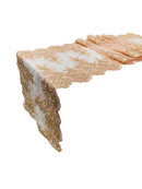 14"Wide X 90"Long Sequins Metallic Embroidered Lace on Mesh Fabric, Trim Lace, Table Runner.