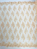 GORGEUS BEADED LACE ON MESH FABRIC (By The Yard)