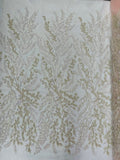 Floral Beaded Lace Fabric /Wedding/Prom/Sequin lace Sold By The Yard.