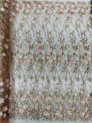 3d Luxury satin flower glitter sequin fabric/prom fabric/wedding lace/costume/apparel.