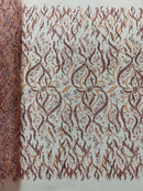 JEWEL VINE BEADED LACE ON MESH FABRIC (By The Yard)