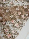 3d Luxury satin flower glitter sequin fabric/prom fabric/wedding lace/costume/apparel.