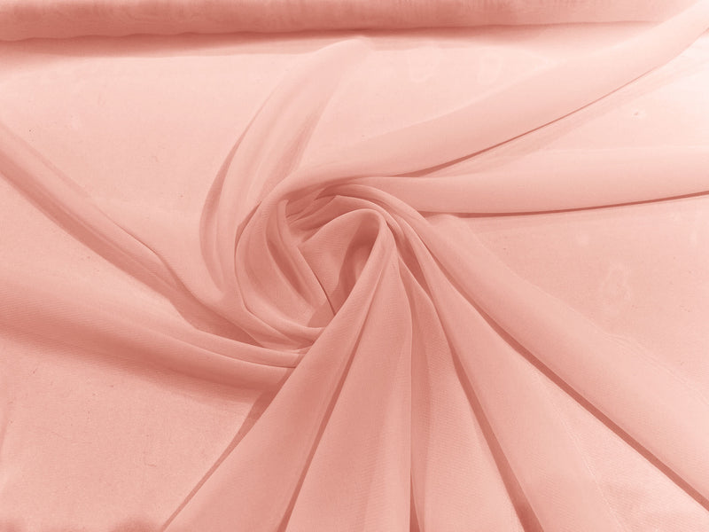 Blush Pink 58" Wide 100% Polyester Soft Light Weight, See Through Chiffon Fabric ByTheYard.