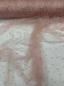 Pearl Glitter Studded Mesh, 2-Way Stretch Shimmer Mesh Fabric, Sold by the yard.