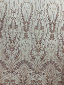 Modern Luxury Beaded Fabric Embroidered on a Mesh Lace, Sold by The Yard.