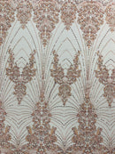 Royalty Damask Beaded Lace Luxury on Mesh, by The Yard.