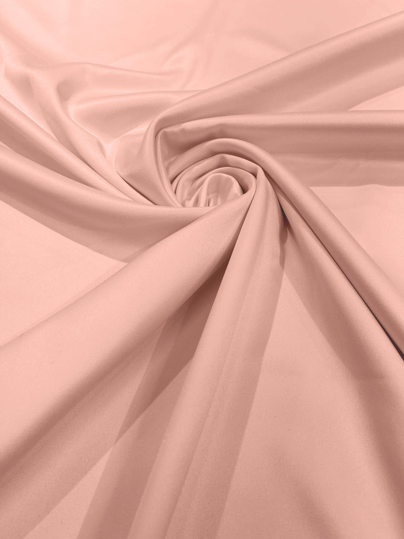 Blush Pink Solid Matte Stretch L'Amour Satin Fabric 95% Polyester 5% Spandex, 58" Wide/ By The Yard.