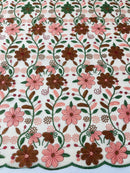 Oaxaca multi color Mexican Sarape floral design embroider mesh lace-sold by the yard.