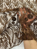 Feather and Vine Beaded Lace Fabric, by The Yard