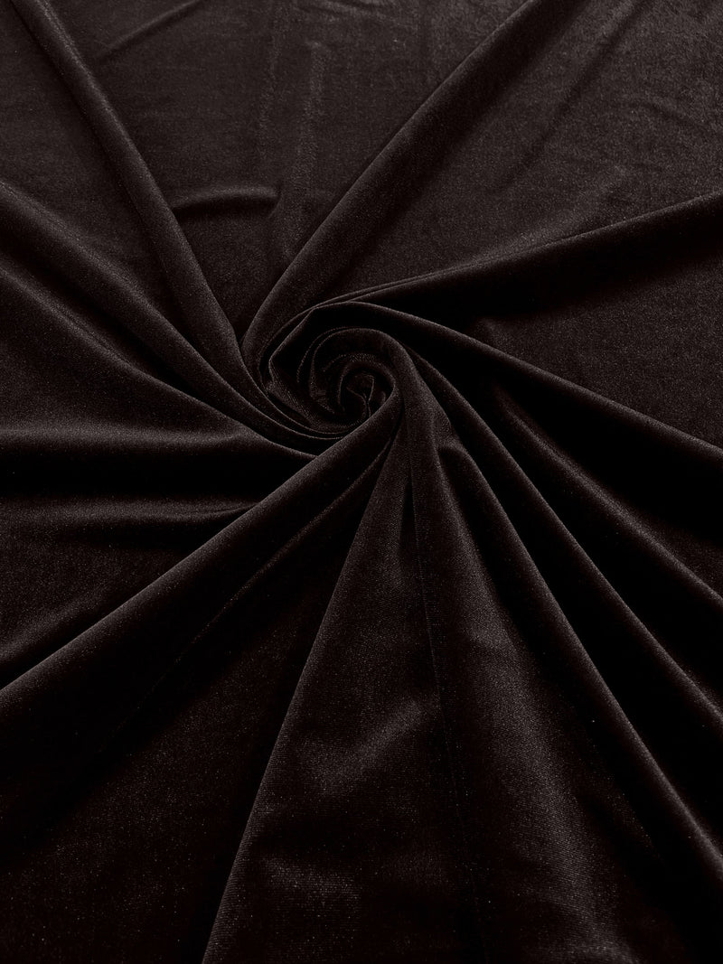 Brown Solid Stretch Velvet Fabric  58/59" Wide 90% Polyester/10% Spandex By The Yard.