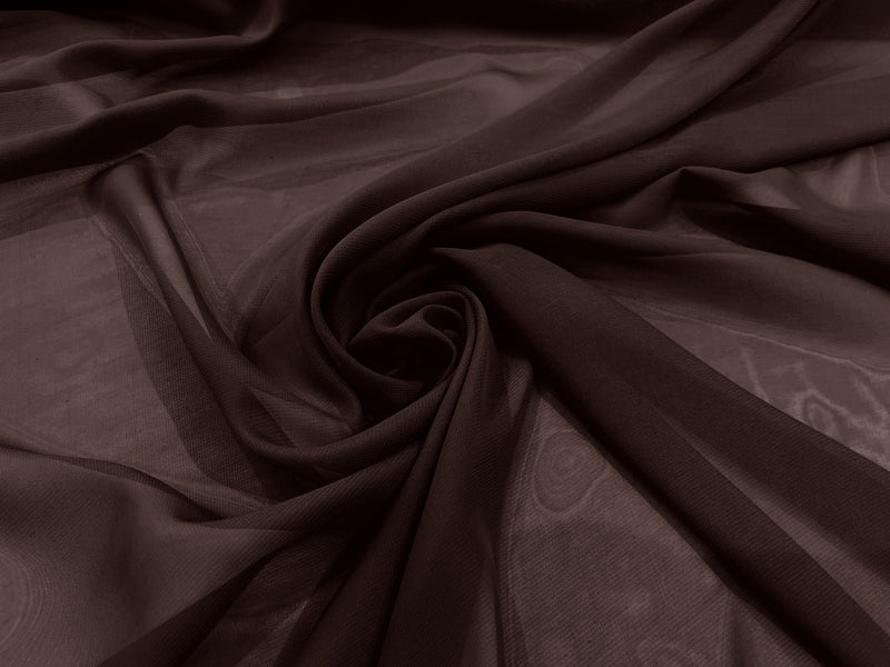 Brown 58/60" Wide 100% Polyester Soft Light Weight, Sheer, See Through Chiffon Fabric Sold By The Yard.