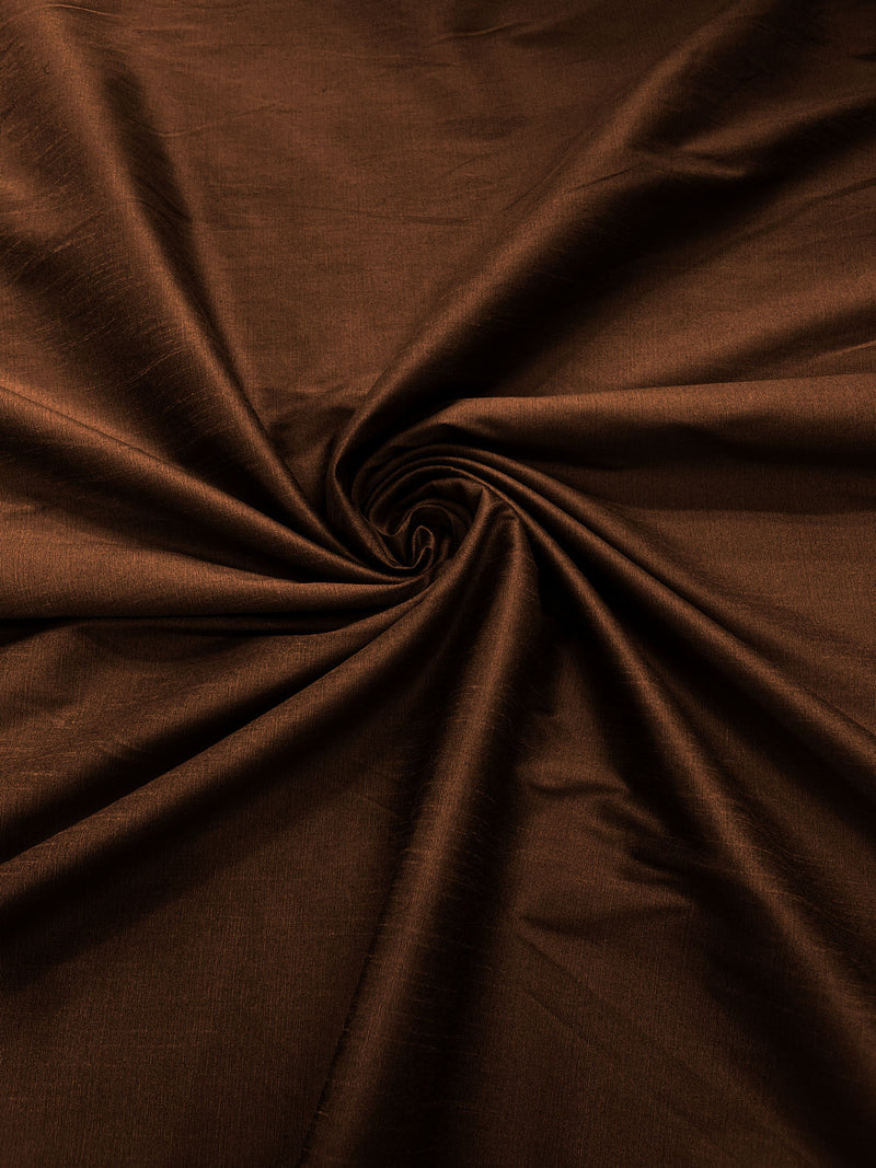 Brown - Polyester Dupioni Faux Silk Fabric/ 55” Wide/Wedding Fabric/Home Decor.