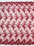 Corded embroider flowers on a mesh lace fabric-prom-sold by the yard.