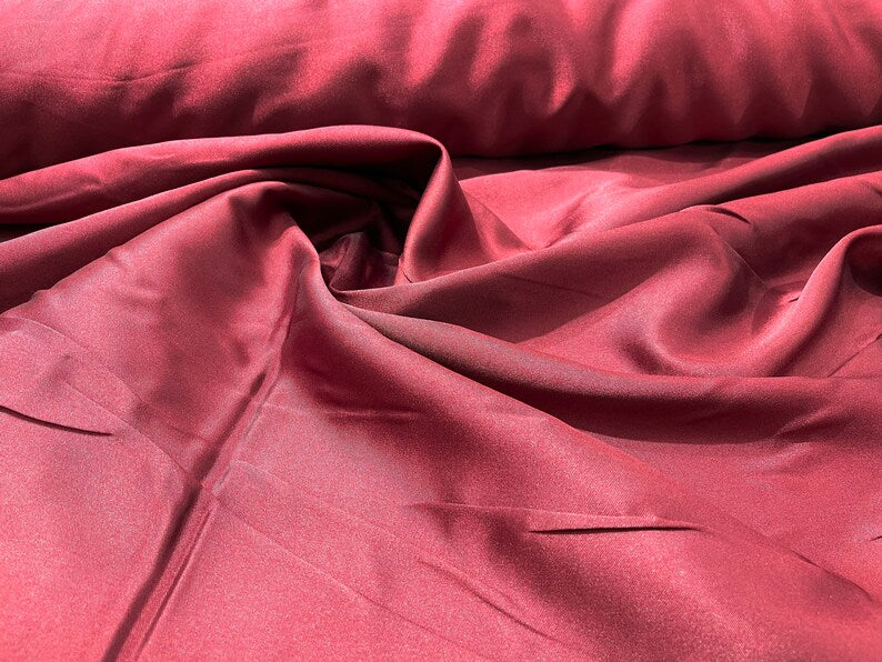 Burgundy 58" Poly Mikado Taffeta Fabric, Classic, Sold By The Yard.