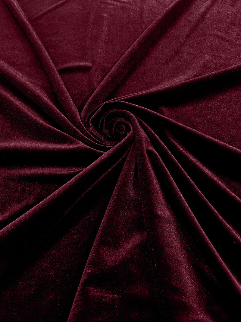 Burgundy Solid Stretch Velvet Fabric  58/59" Wide 90% Polyester/10% Spandex By The Yard.