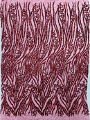 Vine/Root Sequin 4 Way Stretch Mesh Fabric, by The Yard.