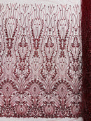 Modern Luxury Beaded Fabric Embroidered on a Mesh Lace, Sold by The Yard.