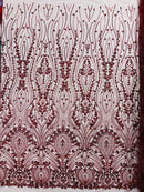 Modern Luxury Beaded Fabric Embroidered on a Mesh Lace, Sold by The Yard.