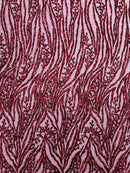 Vine/Root Sequin 4 Way Stretch Mesh Fabric, by The Yard.