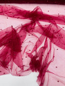 Pearl Glitter Studded Mesh, 2-Way Stretch Shimmer Mesh Fabric, Sold by the yard.