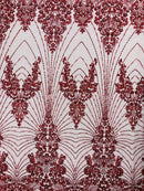 Royalty Damask Beaded Lace Luxury on Mesh, by The Yard.