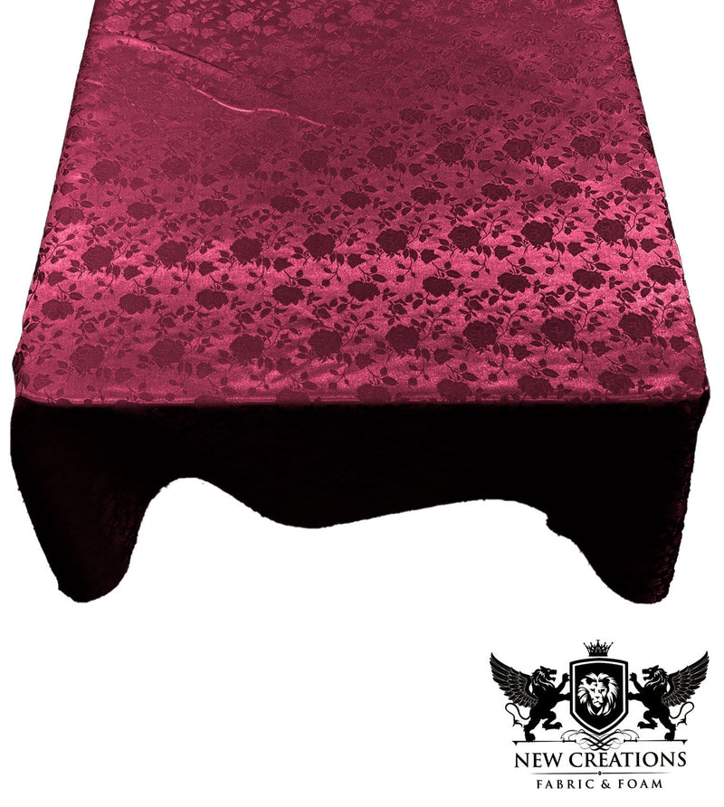 SQUARE TABLECLOTH ROSES JACQUARD SATIN (45" Inches x 45" Inches)