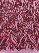 Vine/Root Sequin 4 Way Stretch Mesh Fabric, by The Yard.