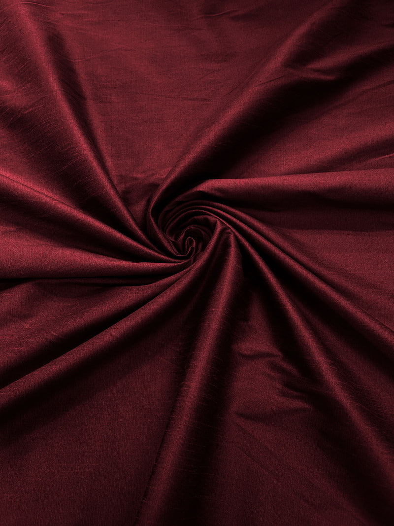 Burgundy - Polyester Dupioni Faux Silk Fabric/ 55” Wide/Wedding Fabric/Home Decor.