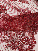 Royalty Damask Beaded Lace Luxury on Mesh, by The Yard.