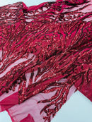 Vine/Root Sequin 4 Way Stretch Mesh Fabric, by The Yard.