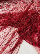 Modern Luxury Beaded Fabric Embroidered on a Mesh Lace, Sold by The Yard.