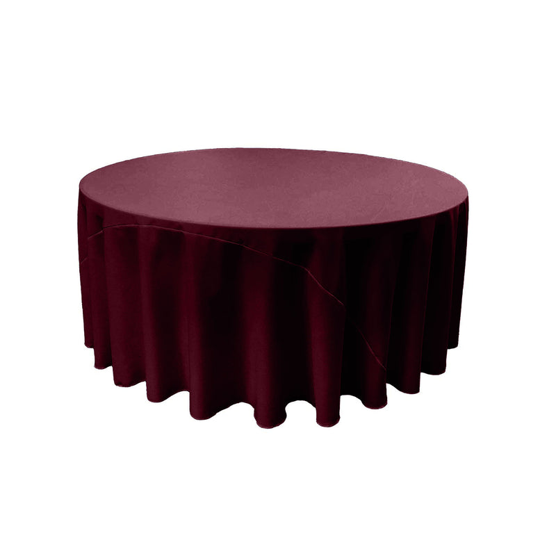 Burgundy 132" Round Polyester Poplin With Seams Tablecloth - Wedding Decoration Tablecloth