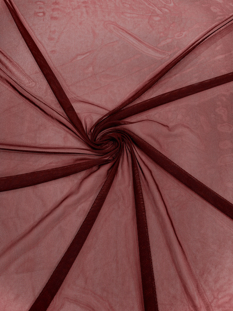 Burgundy 60" Wide Solid Stretch Power Mesh Fabric Spandex/ Sheer See-Though/Sold By The Yard.
