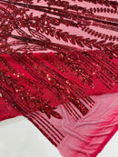 Damask design with sequins embroider on a 4 way stretch mesh fabric (By The Yard)