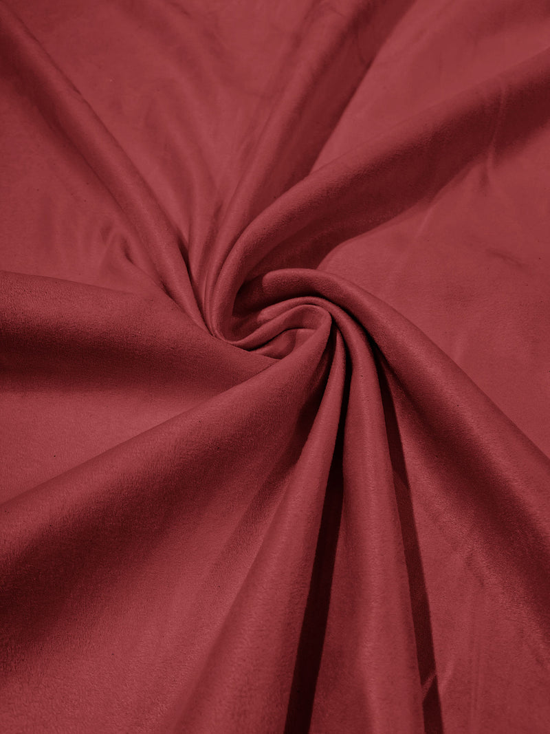 Burgundy Faux Suede Polyester Fabric | Microsuede | 58" Wide.
