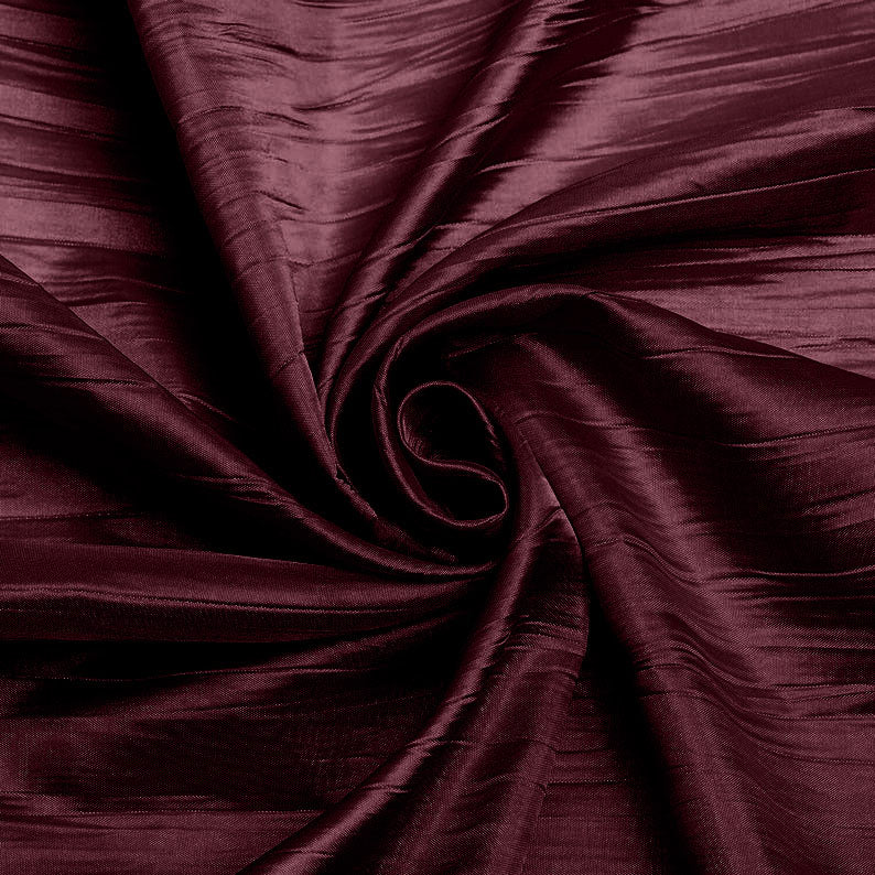 Burgundy - Crushed Taffeta Fabric - 54" Width - Creased Clothing Decorations Crafts - Sold By The Yard